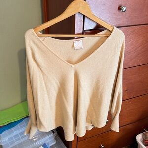 Kerisma Beige Long Sleeve V-Neck Top